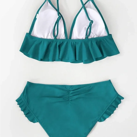 Cupshe Teal Ruffled Bikini Set - Picture 2 of 3